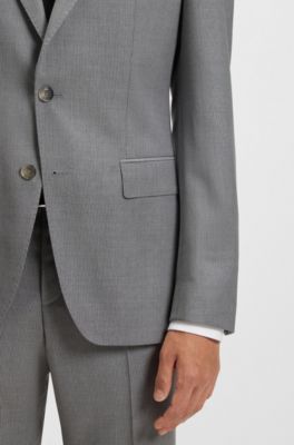 Slim-fit suit jacket in pinstripe virgin wool, Silver