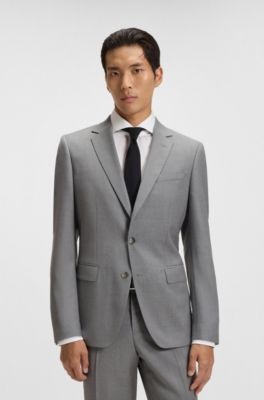 Slim-fit suit jacket in pinstripe virgin wool, Silver