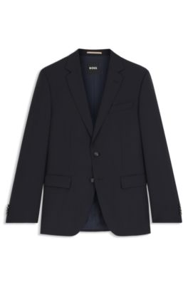 Slim-fit suit jacket in pinstripe virgin wool, Dark Blue