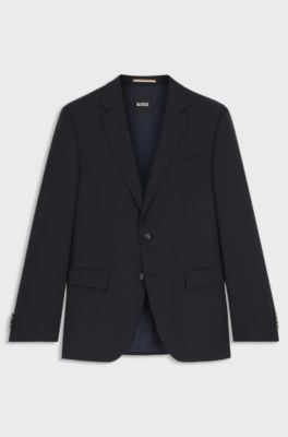 Slim-fit suit jacket in pinstripe virgin wool, Dark Blue