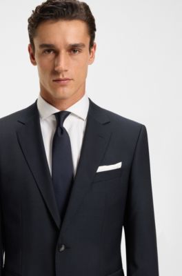 Slim-fit suit jacket in pinstripe virgin wool, Dark Blue