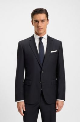 Slim-fit suit jacket in pinstripe virgin wool, Dark Blue