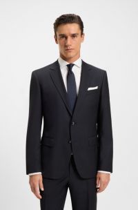 Slim-fit suit jacket in pinstripe virgin wool, Dark Blue