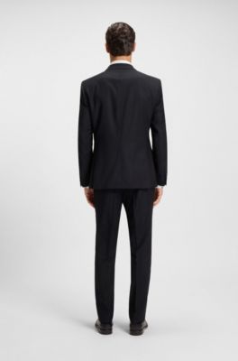 Slim-fit suit jacket in pinstripe virgin wool, Dark Blue