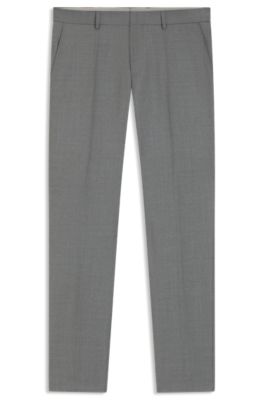 Slim-fit trousers in pinstripe virgin wool, Silver