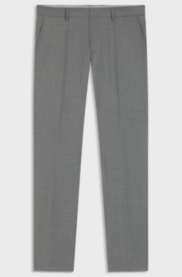 Slim-fit trousers in pinstripe virgin wool, Silver