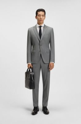 Slim-fit trousers in pinstripe virgin wool, Silver