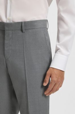 Slim-fit trousers in pinstripe virgin wool, Silver