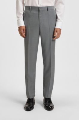 Slim-fit trousers in pinstripe virgin wool, Silver
