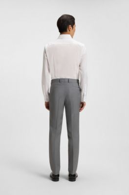 Slim-fit trousers in pinstripe virgin wool, Silver