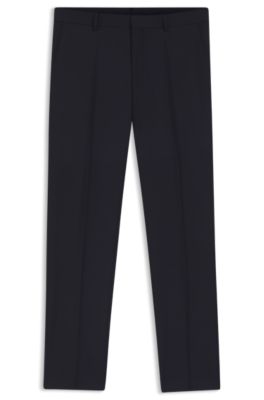 Slim-fit trousers in pinstripe virgin wool, Dark Blue