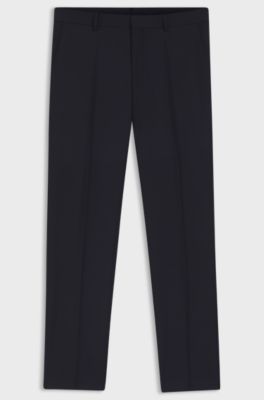 Slim-fit trousers in pinstripe virgin wool, Dark Blue