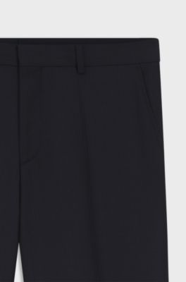 Slim-fit trousers in pinstripe virgin wool, Dark Blue