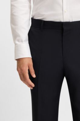 Slim-fit trousers in pinstripe virgin wool, Dark Blue