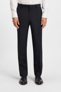 Slim-fit trousers in pinstripe virgin wool, Dark Blue
