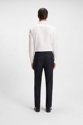 Slim-fit trousers in pinstripe virgin wool, Dark Blue