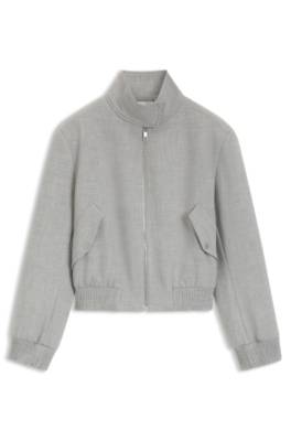 Regular-fit bomber jacket in melange stretch twill 1