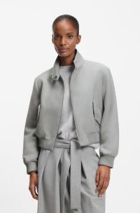 Regular-fit bomberjack van gemêleerd stretchtwill, Lichtgrijs