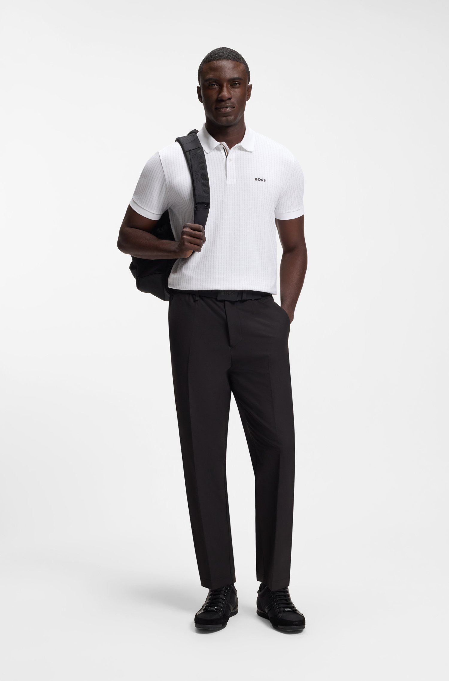 Boss Cotton-piqué polo shirt with all-over print pikéer herr – bild 2