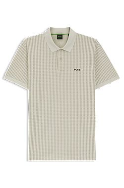 Cotton-piqué polo shirt with all-over print