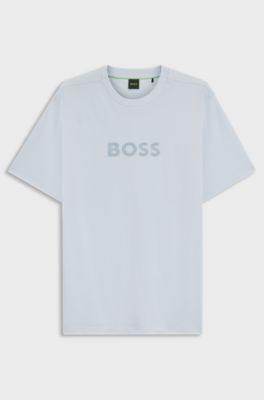 Cotton-jersey T-shirt with golf-inspired logo, Light Blue