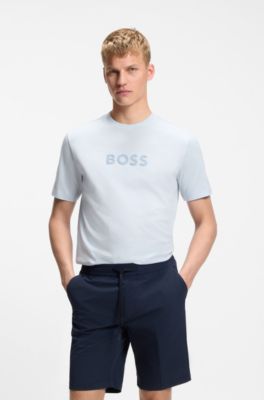 T-Shirt aus Baumwoll-Jersey mit Golf-inspiriertem Logo, Hellblau