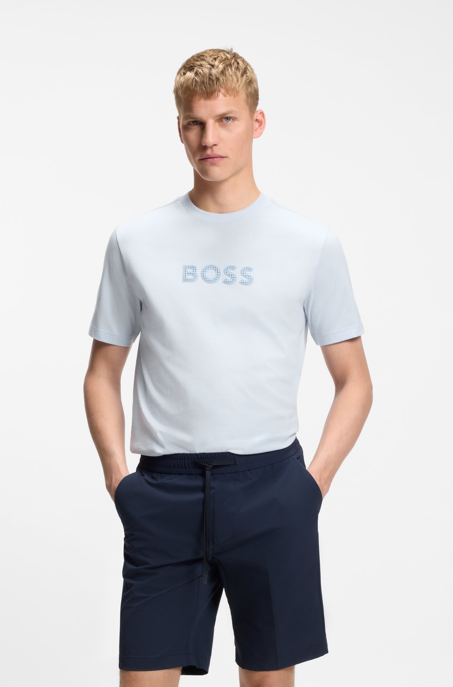 Boss Cotton-jersey T-shirt with golf-inspired logo herr