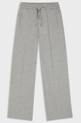 Oversized-fit trousers in melange stretch twill, Light Grey