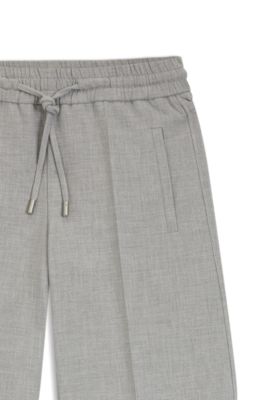 Oversized Hose aus meliertem Stretch-Twill, Hellgrau