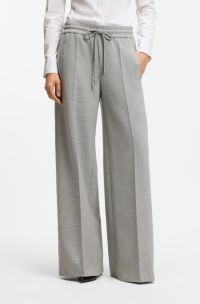 Pantalon Oversize en twill stretch chin&eacute;, Gris chin&eacute;