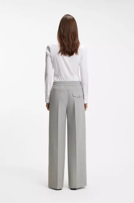 Oversized-fit trousers in melange stretch twill