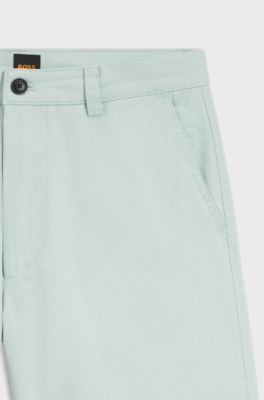 Short in chinostijl van katoenrijke keperstof, Turkoois