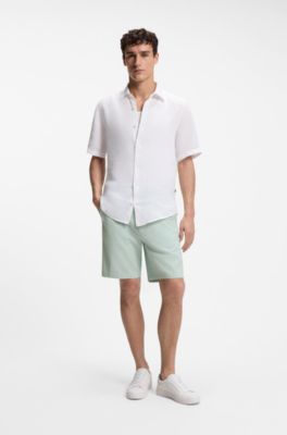 Short in chinostijl van katoenrijke keperstof, Turkoois