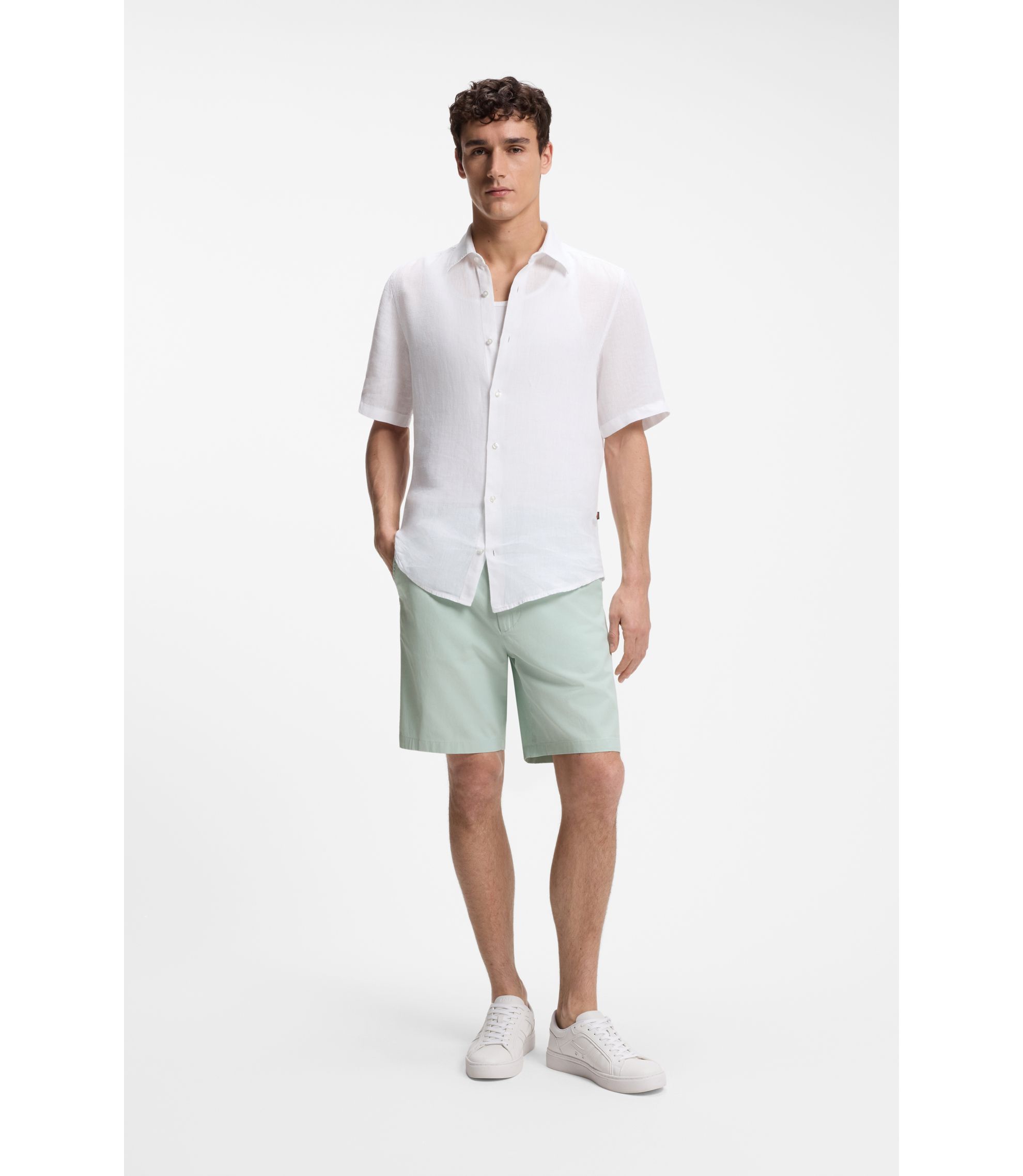 BOSS - Chino-style shorts in cotton-rich twill - Turquoise