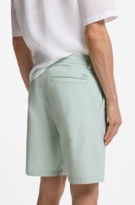 Short in chinostijl van katoenrijke keperstof, Turkoois