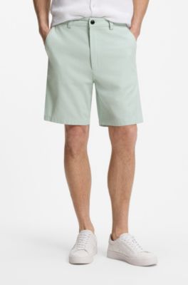 Short in chinostijl van katoenrijke keperstof, Turkoois