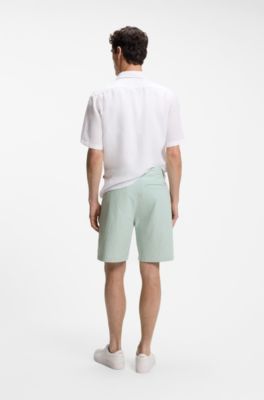 Short in chinostijl van katoenrijke keperstof, Turkoois