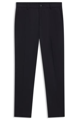 Tapered-fit trousers in micro-patterned virgin wool, Dark Blue