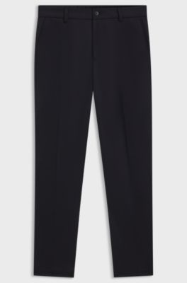 Tapered-fit trousers in micro-patterned virgin wool, Dark Blue