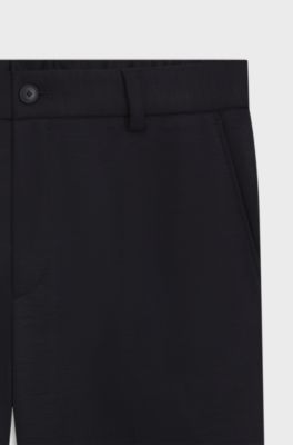 Tapered-fit trousers in micro-patterned virgin wool, Dark Blue