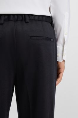 Tapered-fit trousers in micro-patterned virgin wool, Dark Blue