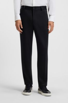 Tapered-fit trousers in micro-patterned virgin wool, Dark Blue
