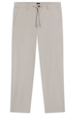 Straight-fit chinos in cotton-blend poplin, Light Grey