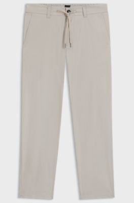 Straight-fit chinos in cotton-blend poplin, Light Grey