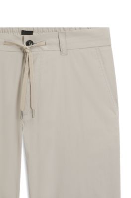 Straight-fit chinos in cotton-blend poplin, Light Grey