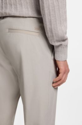 Straight-fit chinos in cotton-blend poplin, Light Grey