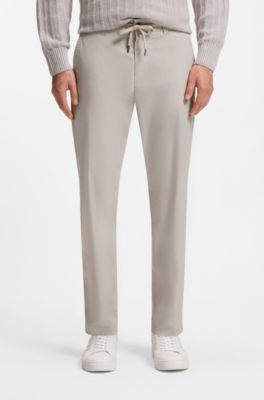 Straight-fit chinos in cotton-blend poplin, Light Grey