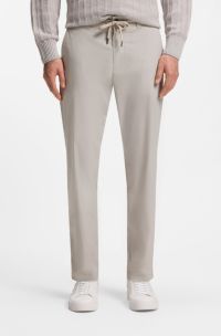 Straight-fit chinos in cotton-blend poplin, Light Grey
