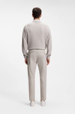 Straight-fit chinos in cotton-blend poplin, Light Grey