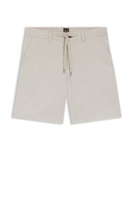 Straight-fit chino shorts in cotton-blend poplin, Light Grey